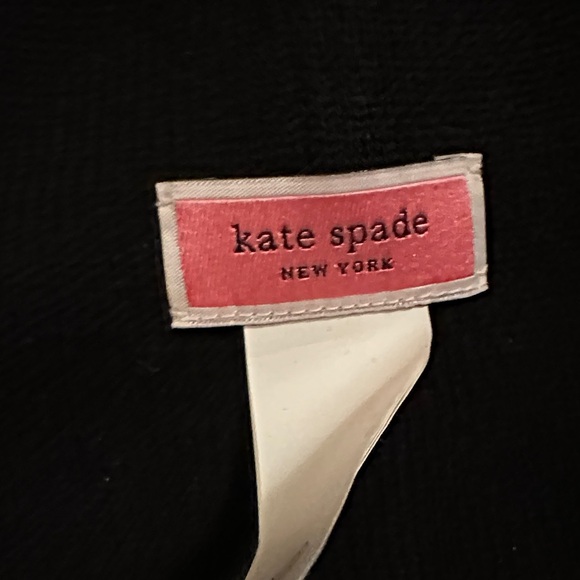 kate spade Black Knit Beanie with Spade Patch - Picture 2 of 2